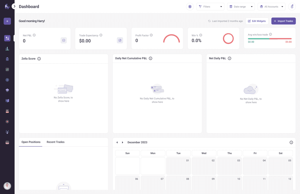 Dashboard empty state